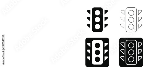 Black traffic light symbol isolated on white. Flat style vector icon design.”