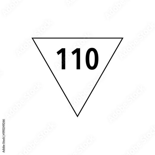 Simple triangle shape with number one hundred ten inside