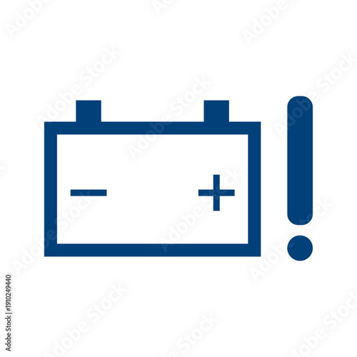 Low battery warning symbol with exclamation mark