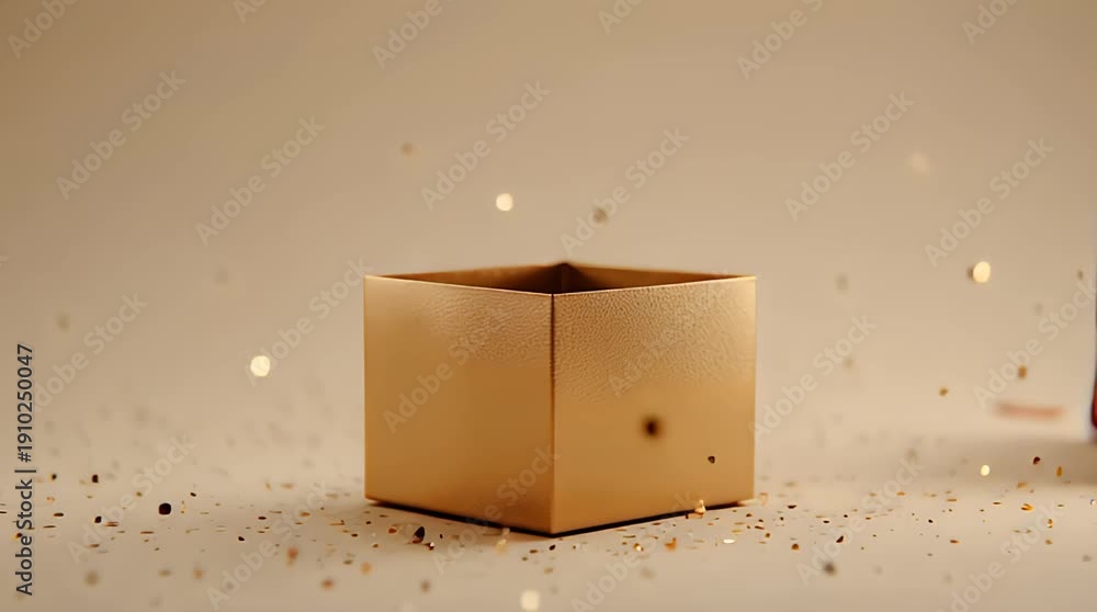 custom made wallpaper toronto digitalGold Gift Box with Red Ribbon Shaking on Table Video.