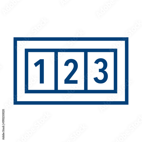 Modern blue counter display with numbers one two three