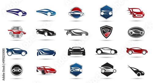 Collection of modern sports car logos and emblems.