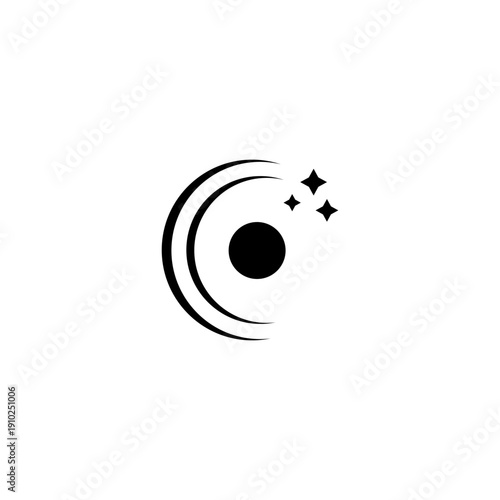 Solar system logo with decorated stars in flat vector design style