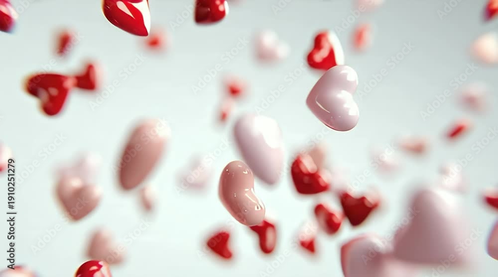 custom made wallpaper toronto digital3D Red and Pink Hearts Floating Valentine Background Video.