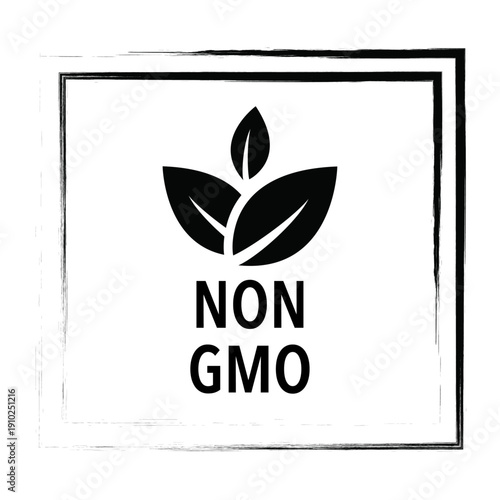 Non GMO logo with leaf symbol on white background