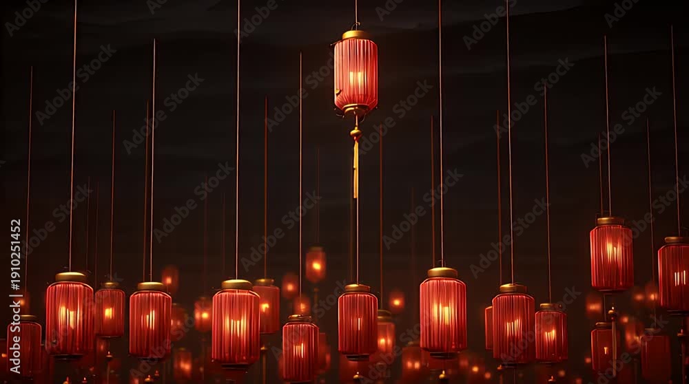 custom made wallpaper toronto digitalRed Chinese Lanterns Glowing at Night Festival Video.