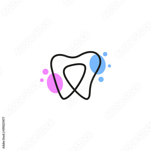 abstract dental logo with colorful bubbles in linear design style