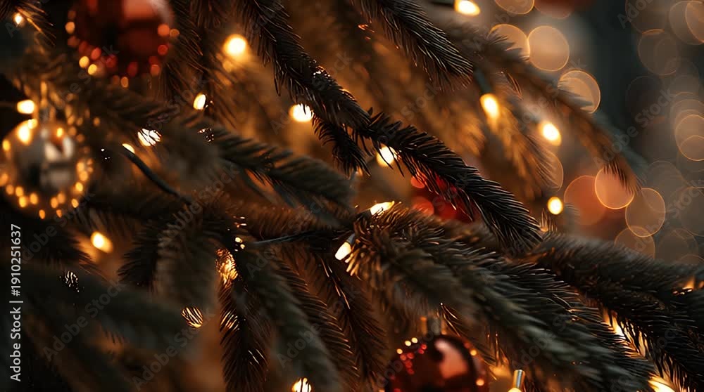 custom made wallpaper toronto digitalChristmas Tree Lights Gold and Red Bokeh Background Video.