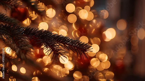 Wallpaper Mural Christmas Tree Lights Gold and Red Bokeh Background Video. Torontodigital.ca