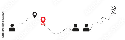 User Journey Map with Location Pins, Customer Experience Path from Start to Finish