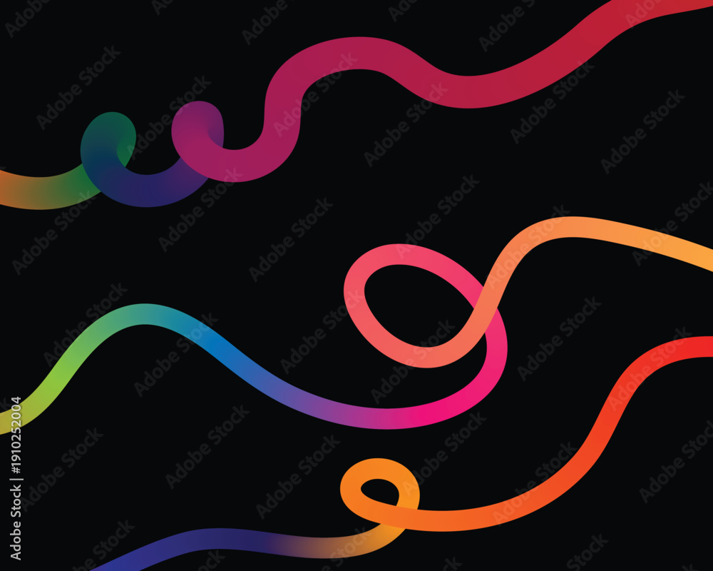 Obraz premium Vibrant rainbow squiggles on black background