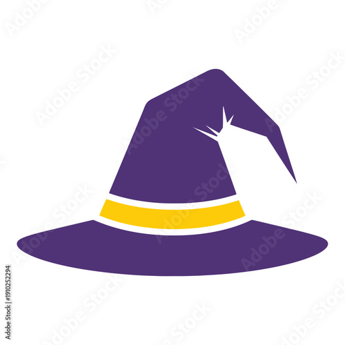 Purple Witch Hat with Yellow Band.