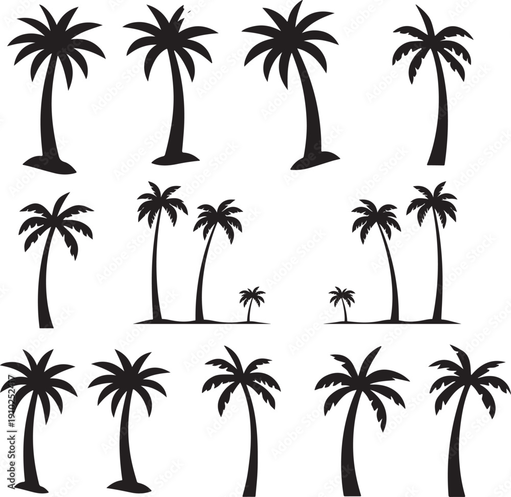 Fototapeta premium set of palm trees ,set of palms.palm, tree