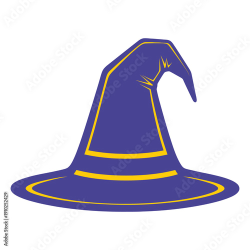 Purple Witch Hat with Yellow Trim.