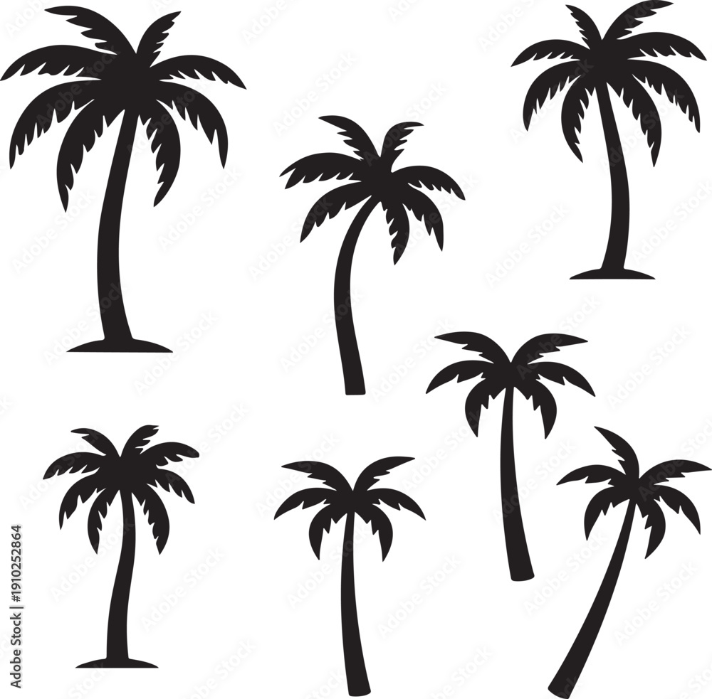 Naklejka premium set of palm trees ,set of palms.palm, tree