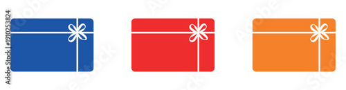 Gift card flat icon set.  Shopping gift card.