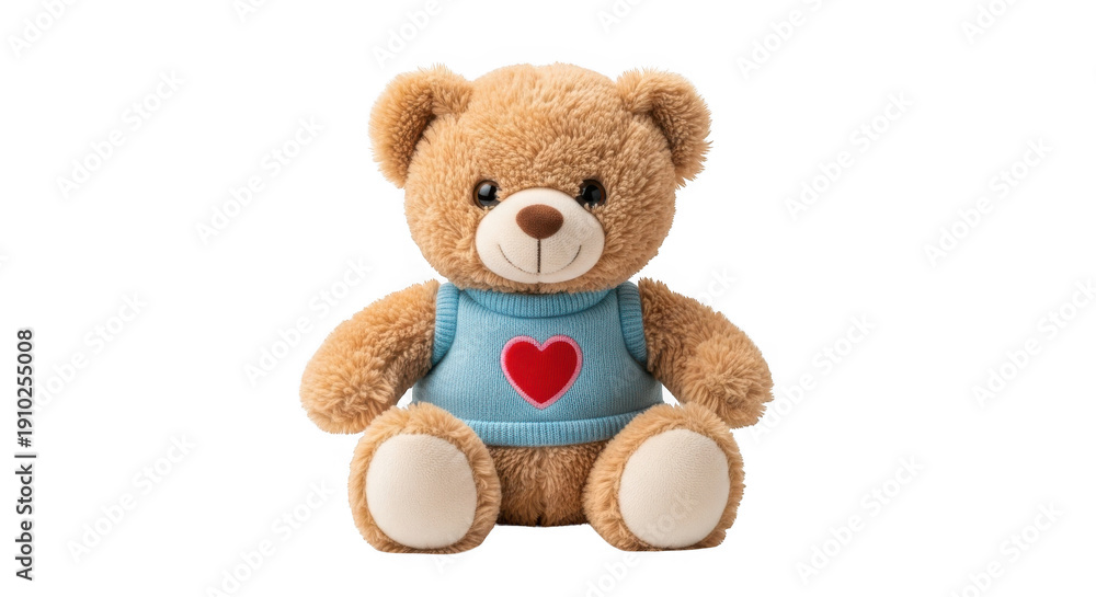 Fototapeta premium Cute teddy bear with heart isolated on transparent background