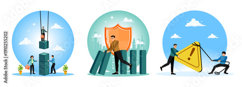 Teamwork to control the risk of investment crisis, work together to save and balance the business.