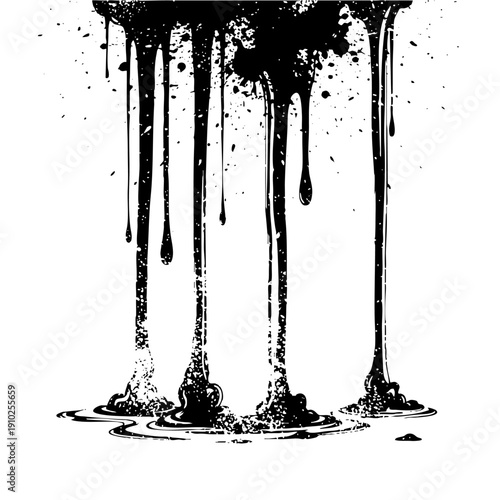 Grungy Black Paint Dripping Texture Graphic Element