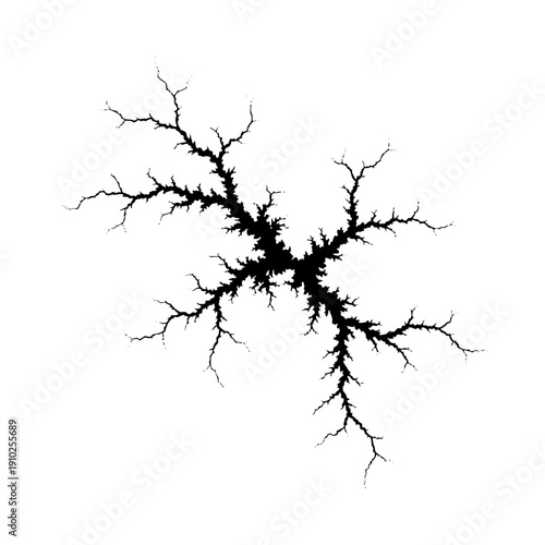 Abstract black crack pattern isolated on white background.