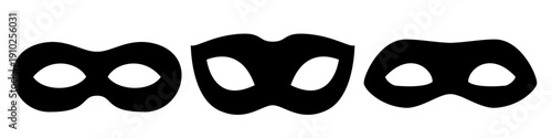 vector black eye mask set clip art isolated on transparent background. 

