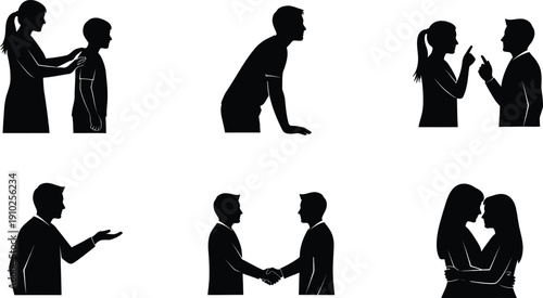 Diverse silhouettes illustrating interpersonal relationships and communication dynamics between people
