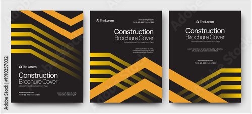 Yellow & Black Brochure Cover Template for Modern Engineering, Construction & Heavy Industry Reports