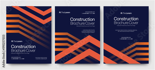 Orange & Blue Brochure Cover Template for Modern Engineering, Construction & Heavy Industry Reports