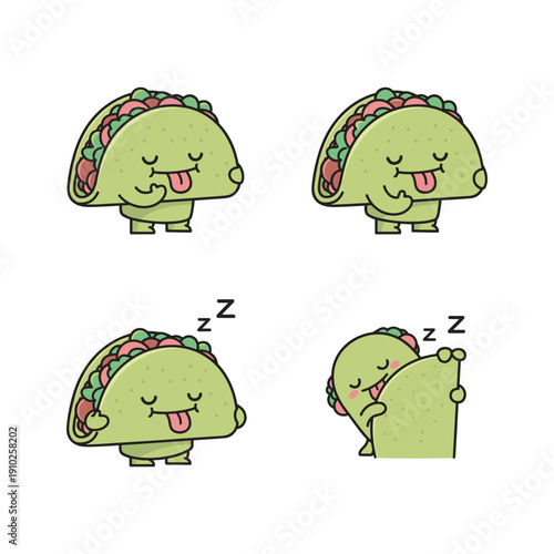 Cute cartoon tacos sleeping peacefully with zzz bubbles