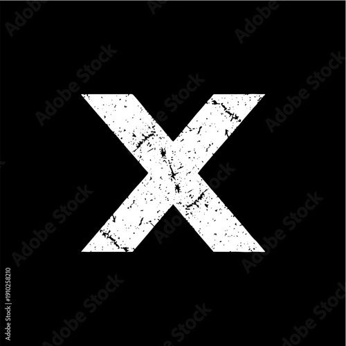 Textured White X Mark Grunge Effect Graphic Element