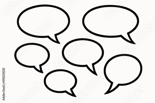 Speech bubbles in various sizes and shapes for communication and expression.