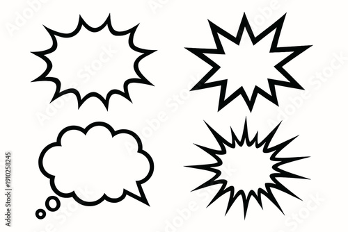 Comic book speech bubbles in various shapes and styles for communication.