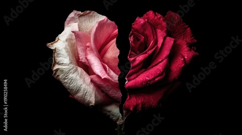 Pink And Red Roses Romantic Closeup