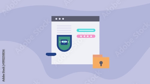 Server environment features encrypted login, digitally locked storage container, user with authenticated key access, intelligent AI data privacy.