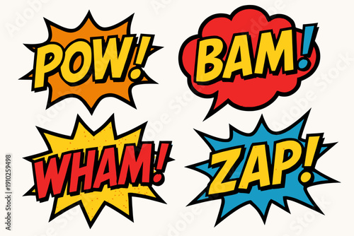 Comic Book Sound Effects - Pow, Bam, Wham, Zap.
