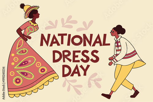 Diverse Couple Celebrating National Dress Day in Traditional Clothing
