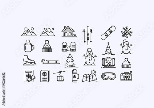 Vector Ilustration Design Winter sports and activities icons set.