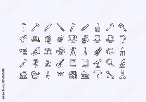 Vector Ilustration Icon Concept Various Travel Icons and Symbols Line Art