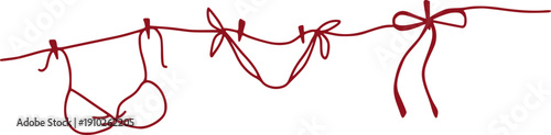Red Bikini Top Illustration on Clothesline