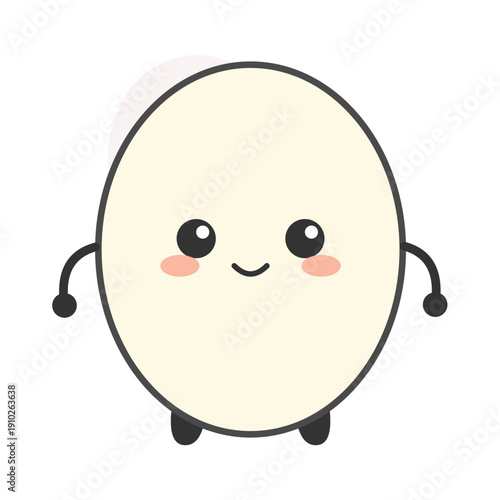 Cute White Egg Character With Smiling Face Illustration