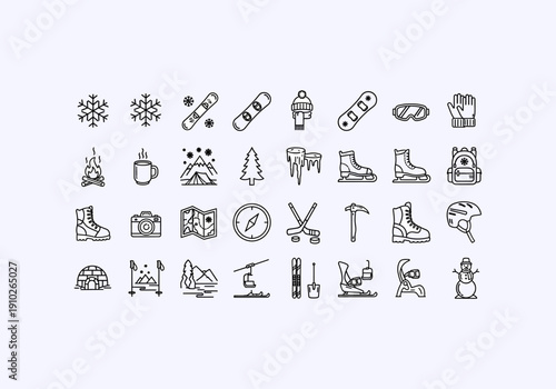 Vector Ilustration Design Winter Sports Icons and Symbols.
