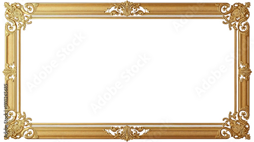 Ornate Golden Picture Frame with Elegant Classical Baroque Decoration