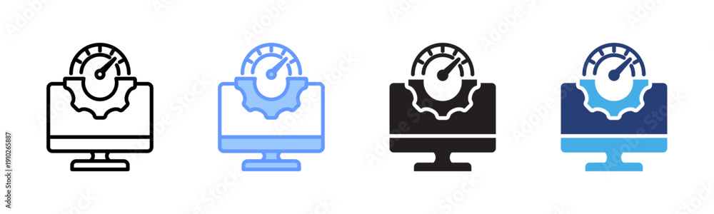 Obraz premium Speedometer icon set multiple style collection