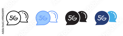 5G icon set multiple style collection