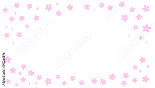 シンプルな桜のフレームイラスト　コピースペース