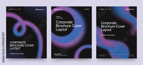 Creative Brochure Cover Template in Black, Blue & Green Hues with Abstract Style for Modern Brochure