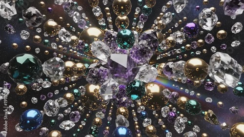 Wallpaper Mural Abstract Crystal Galaxy Explosion With Gold Spheres And Rainbow Light Rays Torontodigital.ca