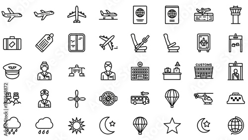 Various Travel Icons and Symbols.