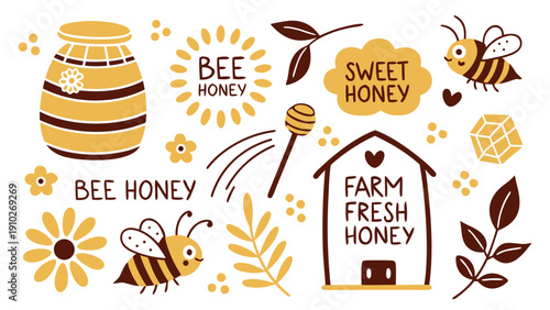 Gemini said

Vintage honey and bee vector elements set featuring decorative food labels and celebration icons for summer banner design

Would you like me to generate some image tags based on this desc