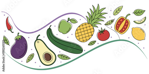 Gemini said

This healthy set of fresh vegetable and fruit vector illustrations features a design with an apple, tomato, carrot, and cucumber icon for a vegetarian diet
